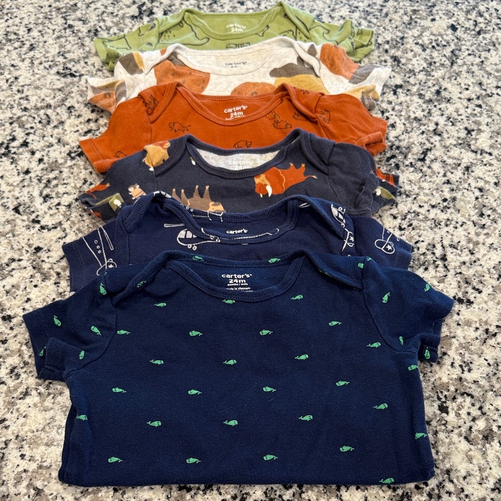 Carter's Short Sleeve Tees in Navy, Orange, and Green